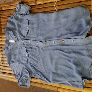 BLUE BLOUSE SHORT SLEEVES
